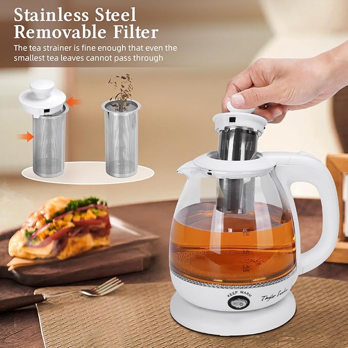 Taylor Swift Electric Kettle with Tea Infuser, 1L Small Electric Kettle with Keep Warm, LED Light Hot Water Boiler & Heater for Coffee & Tea, Auto Shut-Off & Boil Dry Protection, BPA Free, White