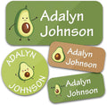 Personalized Daycare Name Labels for Kids (130 Labels) - Custom Waterproof Name Stickers for Clothing Tags, Water Bottles, Lunch Boxes and School Supplies (Avocados)