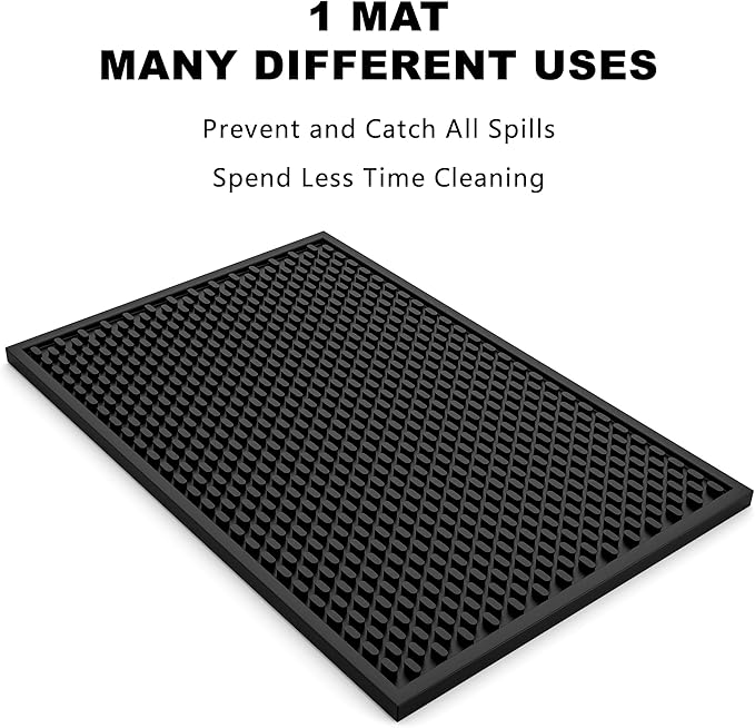 Silicone Drip Mat - 1/2 Inch Thick, Heat-Resistant and Food Safe - Counter Top, Coffee Bar or Restaurant - Drying Mat for Glasses - 18x12 Inches