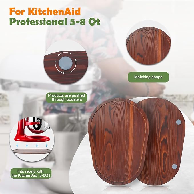 Bamboo Mixer Slider for Kitchen Aid 5-8 Qt Bowl Lift Stand Mixer, Kitchen Appliance sliding mat Countertop Storage Attachments, Mixer Accessories Sliding Tray Moving Board for Kitchen Aid (Brown)