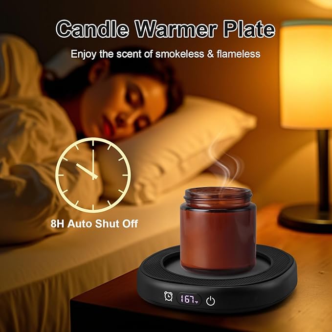 Coffee Mug Warmer & Cute Cat Mug Set, Electric Cup Warmer for Desk with Auto Shut Off, 4 Temperature Setting & 8h Timer Smart Tea Beverage Warmer for Coffee Office, Ideal for Men Women Birthday Gifts