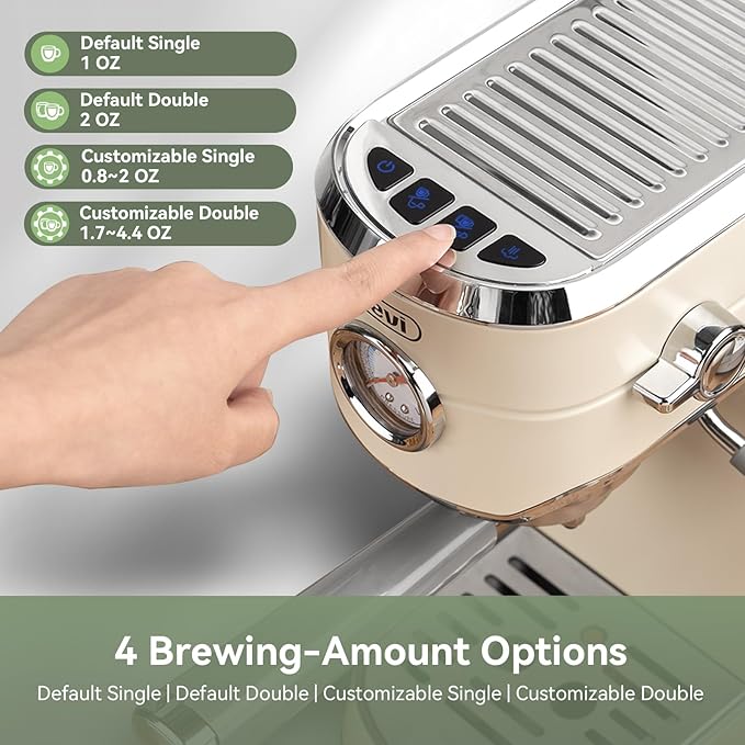 Gevi 20 Bar Espresso Coffee Machine with Burr Grinder Set | 35 Precise Grind Settings | Milk Frother for Latte Cappuccino | Professional Home Barista Kit | Gift for Coffee Lovers