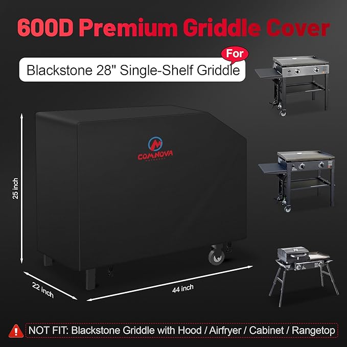 Comnova Griddle Cover for Blackstone Griddle 28 Inch - 600D Flat Top Griddle Cover for Blackstone 28" Single Shelf Griddle Heavy Duty Waterproof, Outdoor Cover for Black stone 1517, Tailgater and More