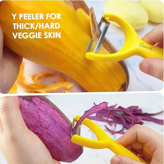 GANNK Vegetable Potato Peelers for Kitchen, Y Peeler for Apple Fruit Carrot Zucchini Cucumber Potatoes, Good Grip Veggie Peeler Makes Peeling Very Easy