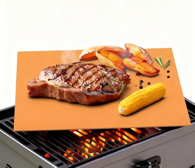UBeesize Copper Grill Mats for Outdoor Grill – 6 Pack Heavy-Duty, Non-Stick BBQ Grilling Mat & Baking Mats, Reusable, Easy-Clean for Gas, Charcoal, Electric Grills (15.75 x 13 Inch)