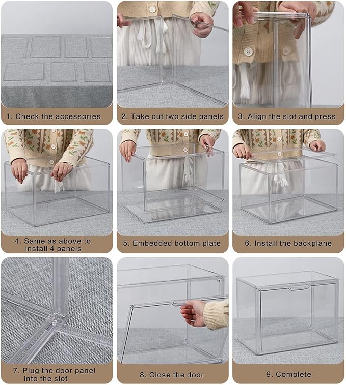 Clear Stackable Plastic Storage Bins with Lid (Clear-L-1 Pack)