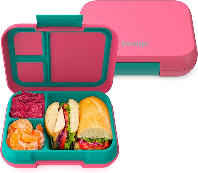 Bentgo Pop - Leak-Proof Lunch Box & Removable Divider for Ages 8+ & Teens - Lunch Container Holds 5 Cups of Food; 3-4 Compartments; Microwave/Dishwasher Safe; 2 Year Warranty (Bright Coral/Teal)