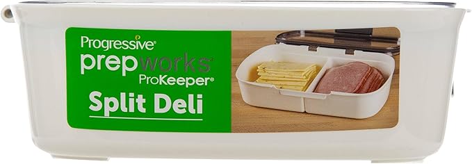 ProKeeper Split Deli Food Storage Container with Air-Tight Silicone Seal and Dry Erase Compatible Lid, 11.75