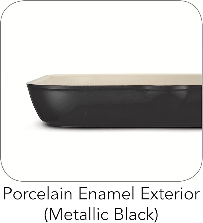 Tramontina Ceramica Deluxe 11-Inch Square Grill Pan, Ceramic Non Stick, Oven-Safe, Metallic Black