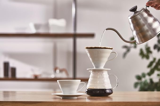 Hario V60 Ceramic Coffee Dripper, Size 01, White