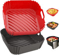 2 Pack Silicone Air Fryer Liners Reusable, 7.1 Inch Airfryer Liners 4-7 QT Square Air Fryer Liners Silicone Pot Oven Liner Baking Tray, Air Fryer Basket Mat Silicone Bowl Air Fryer Accessories