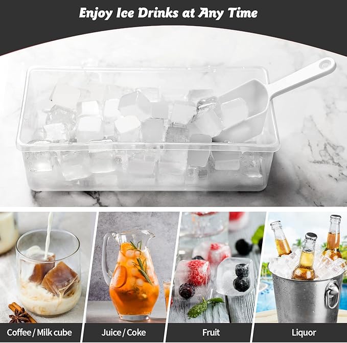 Silicone Ice Cube Tray with Leak-Proof Lid & Storage Bin for Freezer – BPA-Free 36-Piece Nugget Ice Molds, Spill-Resistant Cover & Ice Scoop Container Cover
