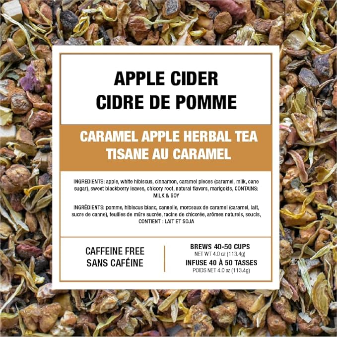 Tiesta Tea - Apple Cider, Loose Leaf, Caramel Apple Herbal Tea, Blend, Non-Caffeinated, Makes Hot or Iced Up to 40-50 Cups, 4oz Refillable Tin
