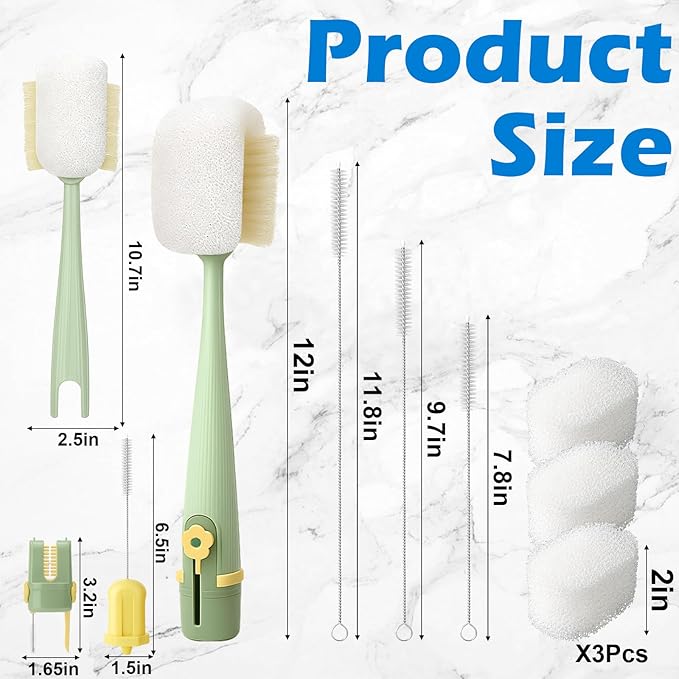 Palksky 5 in 1 Water Bottle Cleaning Brush Set, Multifunctiona Brush and Straw Cleaner for Owala/Stanley/Hydro/Yeti/Simple Modern Cup Accessories