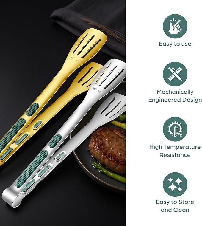 | Kitchen Tongs | 11.2-inch Tongs for cooking | Pack of 2.