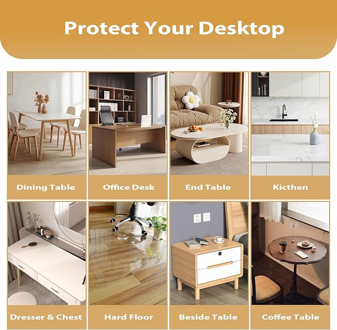 Clear Table Protector 36 x 48 Inch, 1.4mm Thick Waterproof PVC Plastic Table Cover, Durable Table Pad for Dining Room, Kitchen, Writing Desk, and Coffee Tables