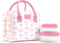 Fit & Fresh Bloomington Lunch Bag for Women - Insulated Large Lunch Box for Work with Containers, Leak-Resistant, Stain-Resistant, Zipper Closure, Pink Bows