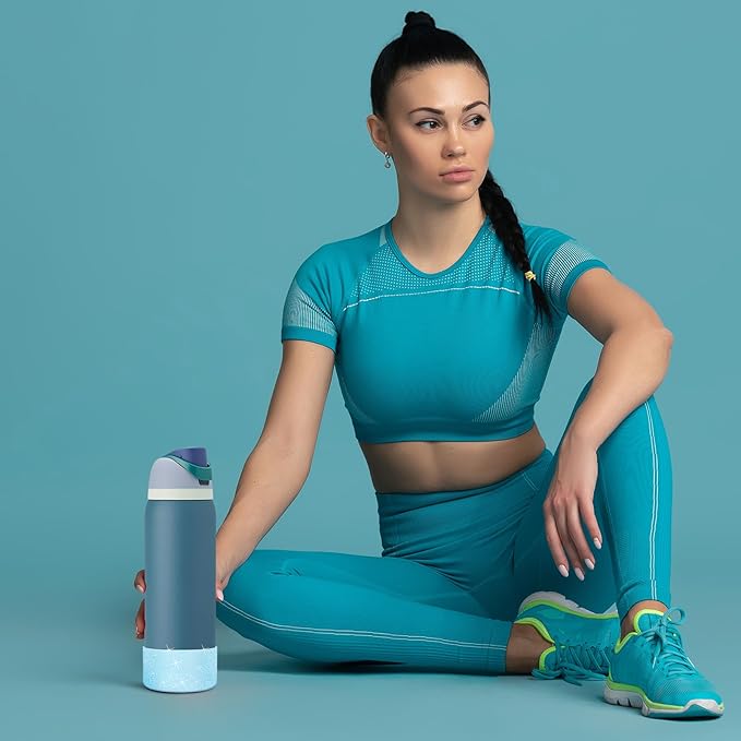2PCS Glitter Silicone Boot for Owala Water Bottle, Anti-Slip Protective Sleeve for Owala Twist,FreeSip and Flip Stainless Steel Water Bottle, BPA-Free, Dishwasher Safe, Accessories