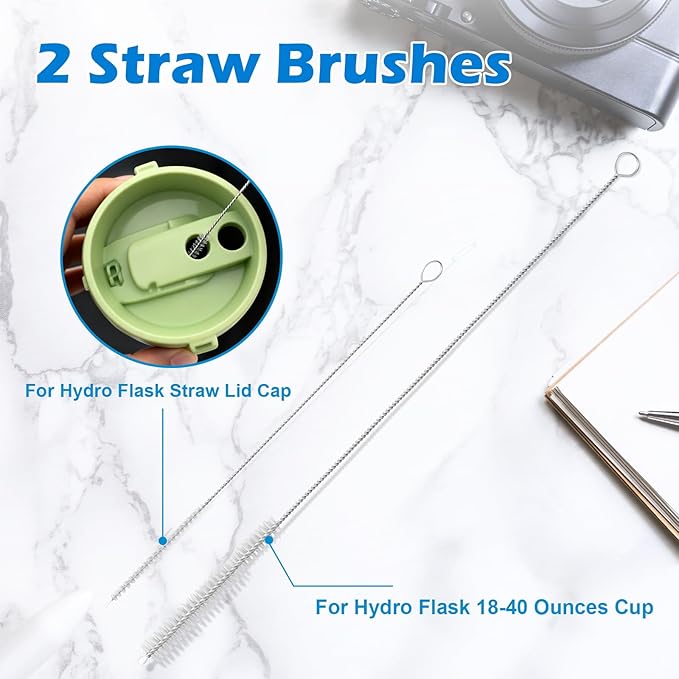 Palksky Water Bottle Cleaner Brush Kit for Hydroflask, Wide Straw Lid Brushes and Long Handle Scrubbing Bottles Brush for Hydro Flask 16/24/32/40 oz Cups