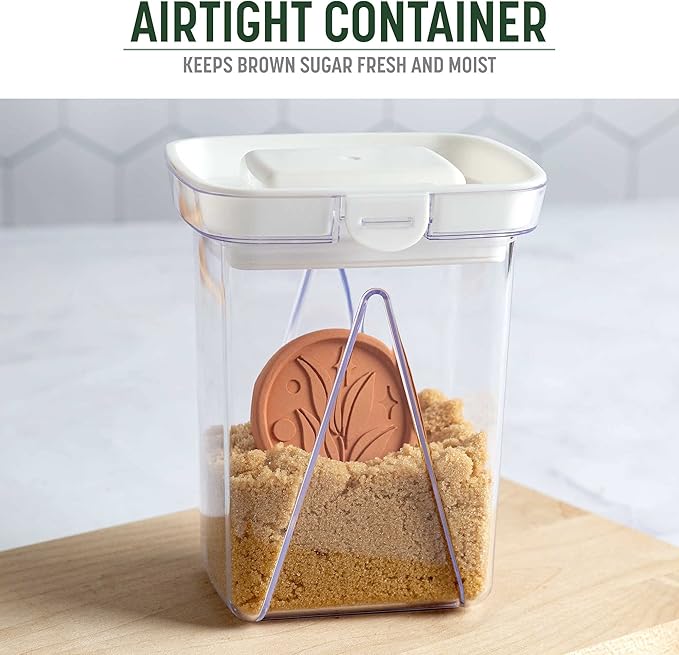 Goodful Brown Sugar Saver and Softener Disc with Airtight Storage Container, Multiple Uses for Food Storage Containers, Reusable and Food Safe, 1-Quart Container with Sugar Saver Disk