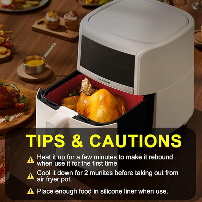 2 Pack Silicone Air Fryer Liners Reusable, 7.1 Inch Airfryer Liners 4-7 QT Square Air Fryer Liners Silicone Pot Oven Liner Baking Tray, Air Fryer Basket Mat Silicone Bowl Air Fryer Accessories