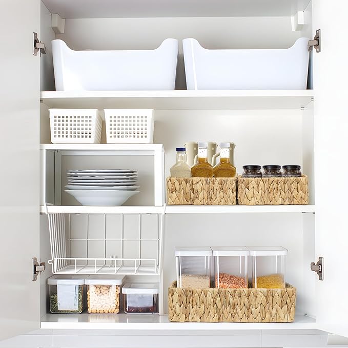 Water Hyacinth Storage Basket Wicker Baskets for Organizing Bathroom Storage Baskets for Decor bathroom towel storage Tray Bread Basket for Kitchen -Natural