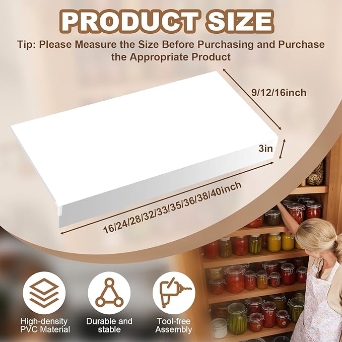 5 Pcs Wire Rack Covers 36x16x3 inch PVC Pantry Shelf Cover 0.31 inch Thick Removable Closet Wire Rack Shelf Covers,Decoration Kitchen Bathroom Office Shelving (Light luxury white,36x16x3 inch)