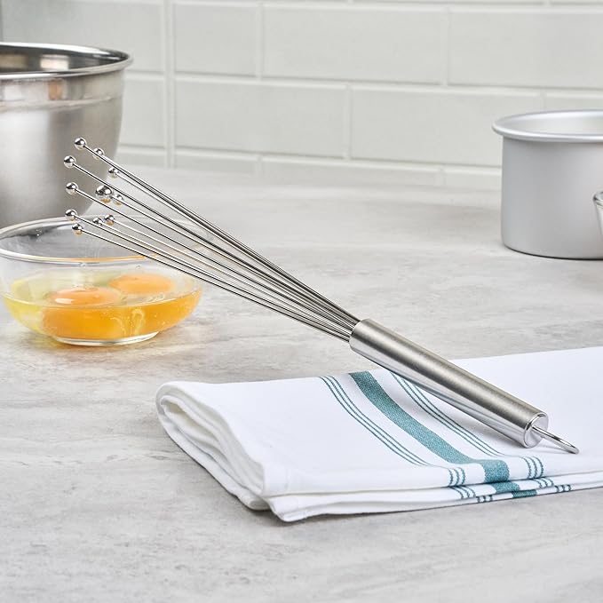 Restaurantware-German Standard 12.6 Inch Ball Whisks, 24 Dishwashable Kitchen Whisks - Ergonomic Handle, Durable, Stainless Steel Manual Egg Beater, Suitable For Whisking, Stirring, Mixing, Beating