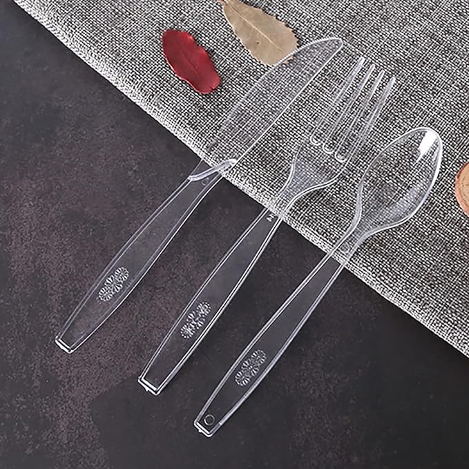 500 Count Clear Plastic Spoons, Heavy Weight Disposable Spoons Cutlery Plastic Utensils, Clear PlasticSilverware Bulk