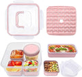 moleath Bento Box with 6 Removable Compartments Lunch Box, Microwave & Dishwasher Safe, Leakproof BPA-Free Snack Containers Ideal for Office, Picnic, Camping, Party, Travel, Pink