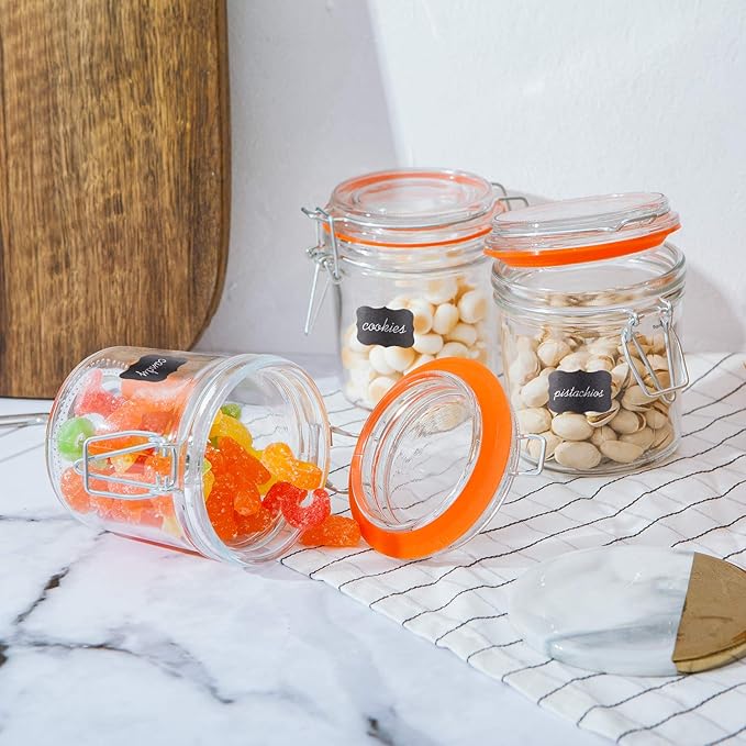 Encheng Glass Jars With Airtight Lids, Mason Jars 8 oz,Glass Jar With Leak Proof Rubber Gasket 250ml,Storage Jars With Hinged Lid for Home and Kitchen,12 Pack