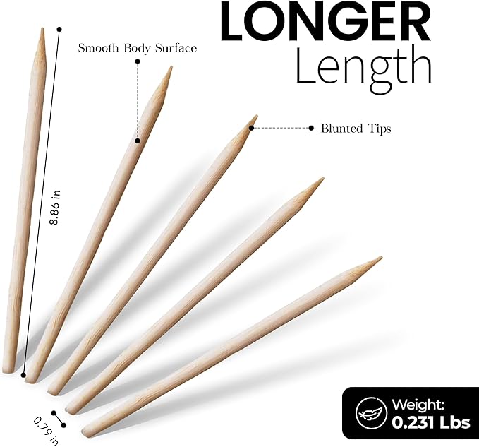 Alpine Cuisine Bamboo BBQ Skewers - 6" Kebab Sticks (50 Count) for Appetizers & Smores