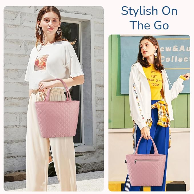 Gloppie Women's Lunch Bag for Work | Lonchera para Mujer - Leakproof & Insulated Tote | Water-Resistant Thermal Meal Cooler | Reusable Lunch Tote Pink