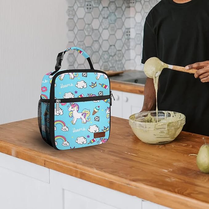 Lunch Box for Men & Women Durable Lunch Bag for Adults Reusable Small Lunchbox Blue Unicorn