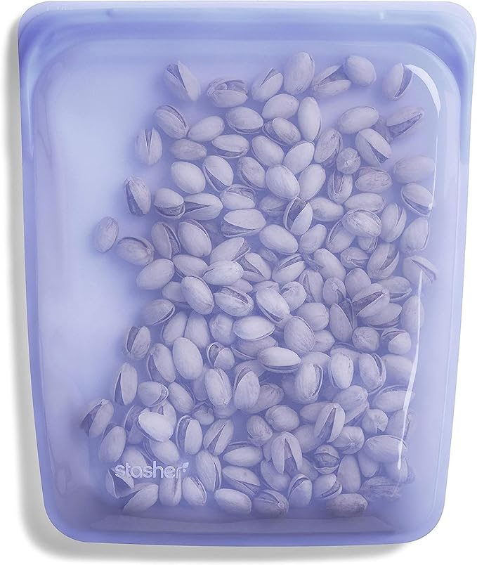 Stasher Premium Silicone Reusable Food Storage Half Gallon Bag, Amethyst, Microwave, Sous Vide, Dishwasher, Oven and Freezer Safe, BPA Free, Leak-free, Eco-friendly, 64 Oz