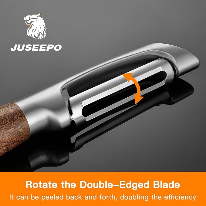 JUSEEPO Premium Vegetable Peeler, I Type Swivel 304 Stainless Steel Blade Comfortable Solid Wood Handle, Practical Gift for Restaurant Baking Chef Woman for Veggie, Fruit, Potato(Hard Maple)