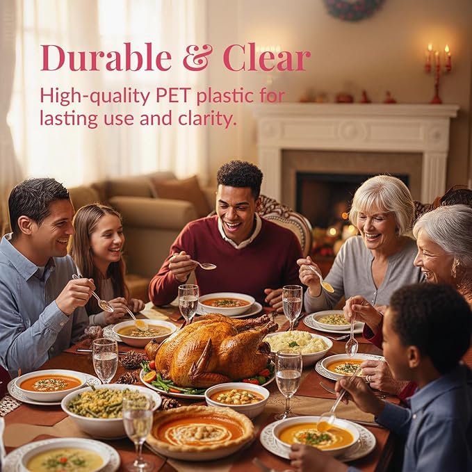 Prestee 100 Clear Plastic Spoons Bulk - Durable Disposable Plastic Silverware Spoons - Heat-Resistant Spoon Cutlery - Heavy Duty Flatware Pack - Disposable Silverware Utensil Set for Hot and Cold Food