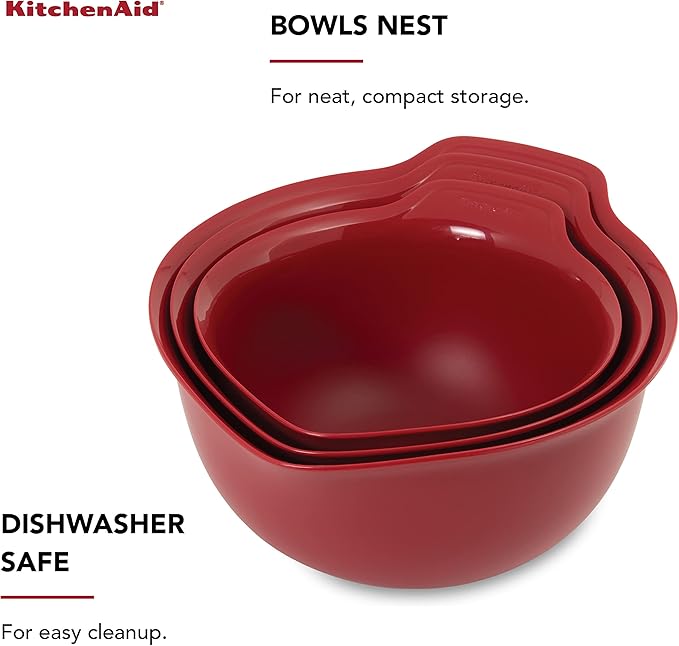 KitchenAid Universal Mixing Bowls, Set Of 3, Empire Red