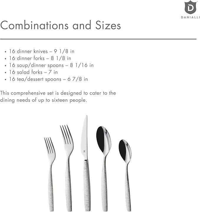 Engraved Silverware Set for 16 | 18/10 Stainless Steel Flatware with Mirror Finish and Engraved Handles | Heavy-Duty, Dishwasher Safe, Built to Last (80-Piece, Mezzano Engraved)