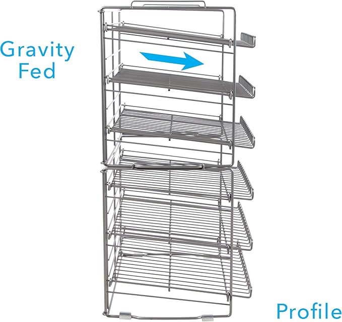 Atlantic Gravity-Fed Compact Double Canrack – Kitchen Organizer, Durable Steel Construction, Stackable or Side-by-Side, PN in Silver