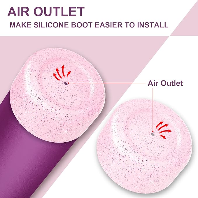2 PCS Glitter Silicone Boot for Owala Water Bottle, Anti-Slip Protective Sleeve for FreeSip/Twist/Flip Stainless Steel Water Bottles Accessories