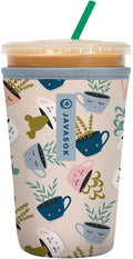 Sok It JavaSok Iced Coffee & Cold Soda Insulated Neoprene Cup Sleeve (Botanical Teacups, Medium: 22-28oz)