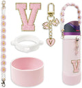 SITKOL Silicone Boot Cute Monogram Set Compatible with Owala Water Bottle 24 oz, 32 oz, 40 oz - Perfect Letter Owala Accessories for Owala Tumbler, Owala Free Sip, Pink Owala, Black Owala