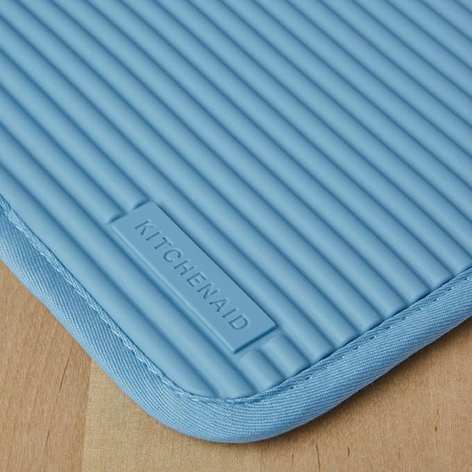 KitchenAid Ribbed Soft Silicone Pot Holder 2-Pack Set, Blue Velvet, 7"x9"