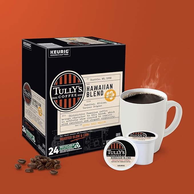 Tully's Coffee Hawaiian Blend Keurig Single-Serve K-Cup Pods, Medium Roast Coffee, 96 Count