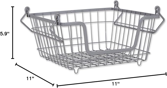DII Metal Wire Mesh Stackable Utility Storage Bin, Small, 11x11x6, Cool Gray