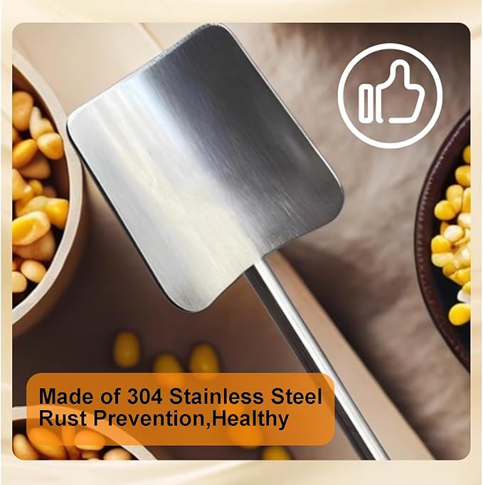 Long Handle Widen Shovel Surface Stainless Steel Corn Cutter with Hook,Corn Cob Stripper Tool,Corn Peeler for Corn on the Cob,Corn on the Cob Remover,Corn Stripper - Silver