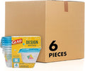 Glad GladWare Design Series Food Storage Containers - Medium Rectangle - Meal Container Holds up to 24 Ounces of Food - Lock Tight Seal, 4 Count - 6 Pack