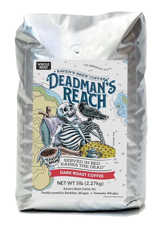 Raven's Brew Coffee 80 oz - Dark Roast - High Speed Blend with a Sweet Bite (Whole Bean, 5 LB)