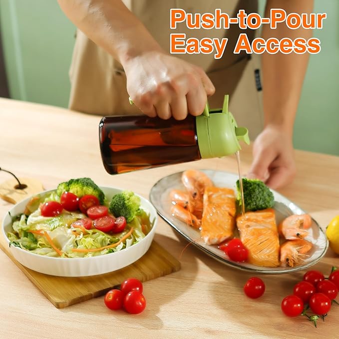 Oil Sprayer for Cooking, 2 In 1 Oil Dispenser and Oil Sprayer (Green+Dark Brown)